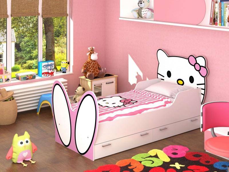 кровать hello kitty! с бязевым матрацем в Перми