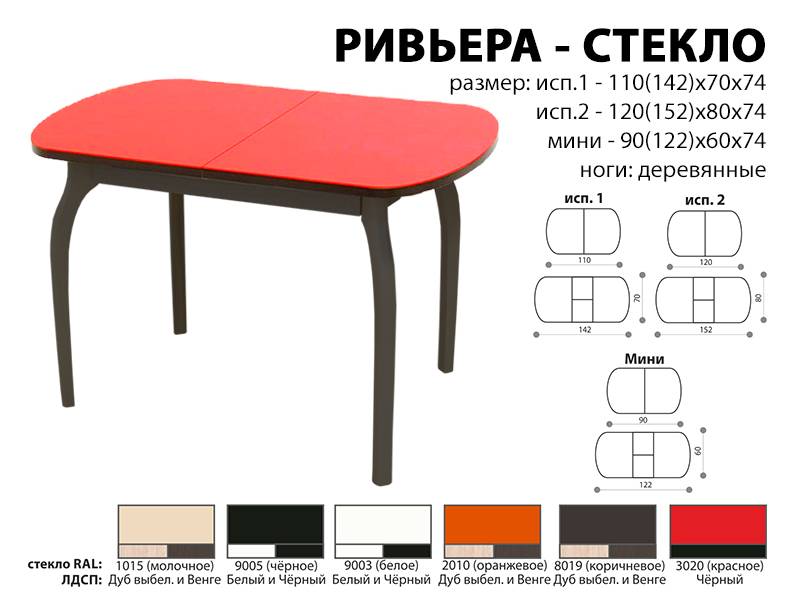 стол обеденный ривьера стекло в Перми