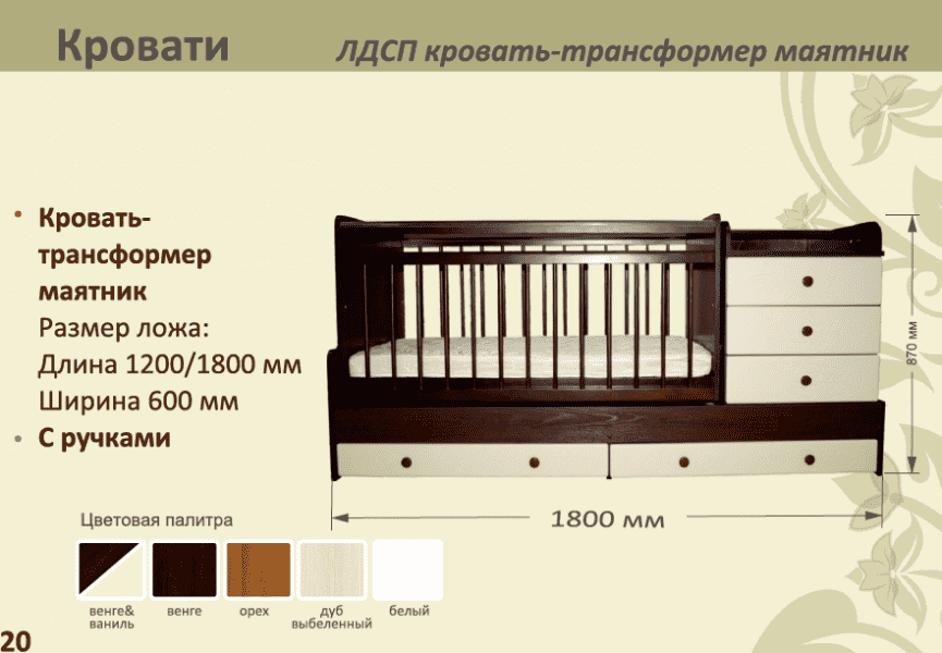 детская лдсп кровать-трансформер маятник в Перми