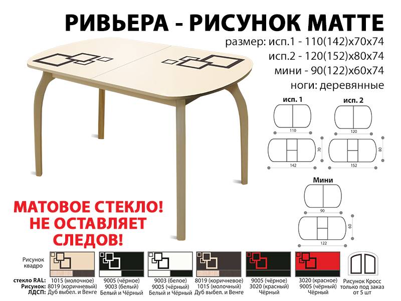 стол обеденный ривьера рисунок матте в Перми