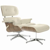 кресло eames style lounge chair & ottoman кремовое в Перми