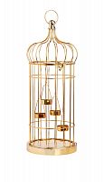 подсвечник-фонарь золотой на 4 свечи клетка shabby, 58 см в Перми