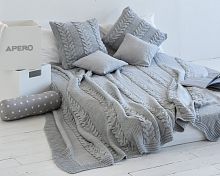 комплект плед с косами (180*220) и 2 наволочки (50*50) серый в Перми