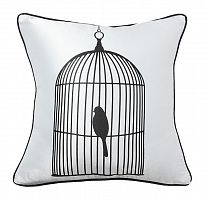 подушка с птичкой в клетке birdie in a cage white в Перми