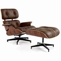 кресло eames style lounge chair & ottoman premium коричневое в Перми