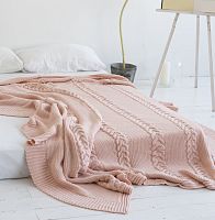 комплект плед с косами (180*220) и 2 наволочки (50*50) св. персик в Перми