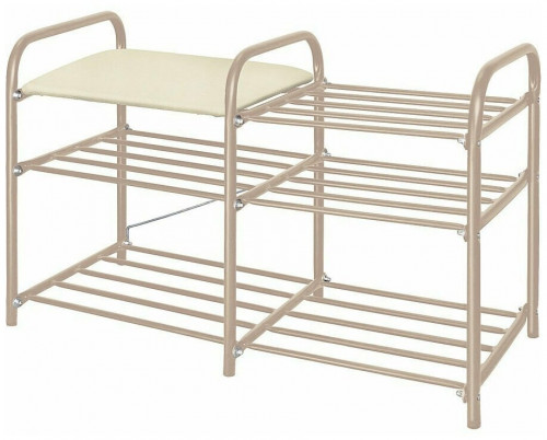 этажерка для обуви inhome эти3 с сиденьем с 3 полками, 790х330х500мм и с нагрузкой до 100 кг, бежевый в Перми
