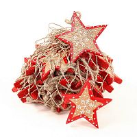 набор елочных украшений звезда деревянная с красным ободком christmas stars, 30 штук в Перми