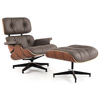 кресло eames style lounge chair кожа коричневое в Перми