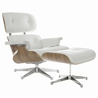 кресло eames style lounge chair & ottoman белое в Перми