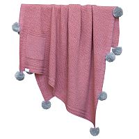 плед pompon 90х90 брусника/белый+серый в Перми