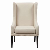 кресло мягкое с ушами белое nailhead fabric armchair в Перми