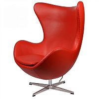 кресло arne jacobsen style egg chair кожа красное в Перми