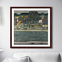 картина: casas junto al rio. la ciudad vieja, 1914г. в Перми