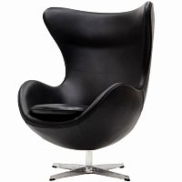 кресло с подлокотниками arne jacobsen style egg chair черное в Перми