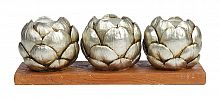 подсвечник сеербряный на 3 свечи на подставке шишки fir cone, 28 см в Перми