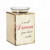 подсвечник деревянный бежевый со стеклом мечта твоего сердца provence cream, 15 см в Перми
