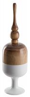 ваза деревянная фигурная с крышкой finial 26 см бело-бежевая в Перми