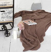 комплект плед с косами (180*220) и 2 наволочки (50*50) св. кофейный в Перми